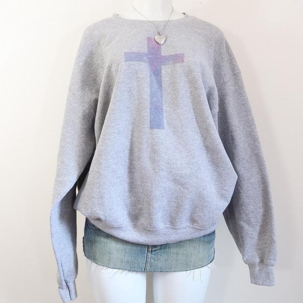 oversized galaxy cross sweatshirt indie sleaze